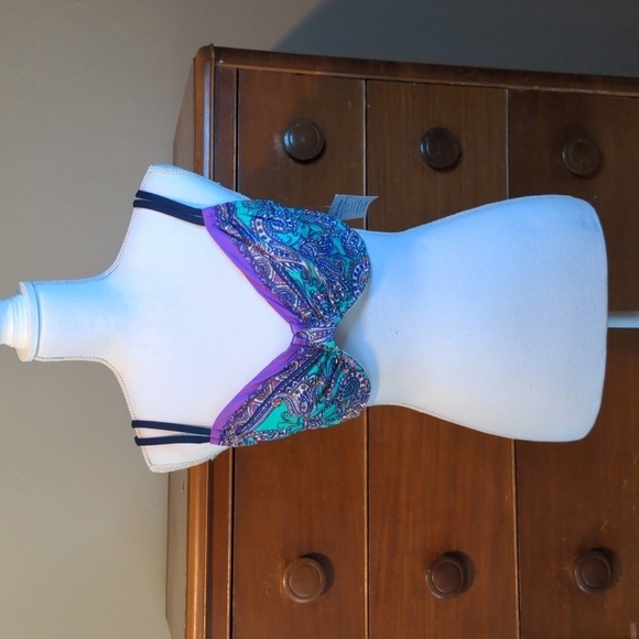 VENUS BOHO Delicate PAISLEY String BIKINI TOP unpadded underwire Sz D2  38B/40A - Picture 2 of 15
